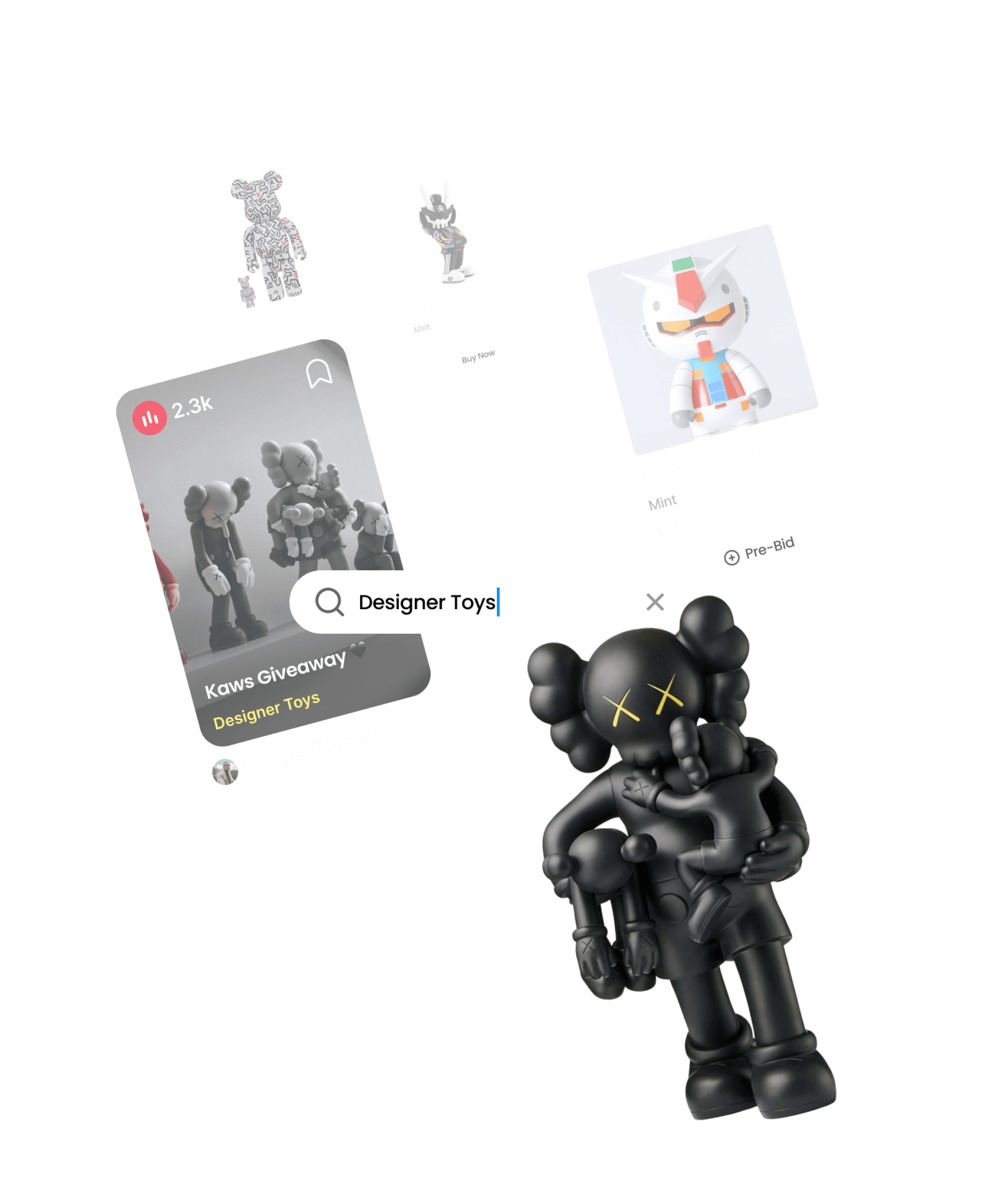 Images de différents designer toys vendus sur Whatnot