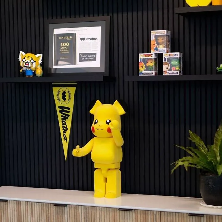 Collectibles on display at the Whatnot office